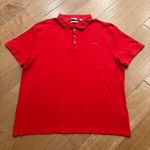 Calvin Klein Men’s Red Liquid Touch Cotton Short Sleeve Polo Shirt Size XL